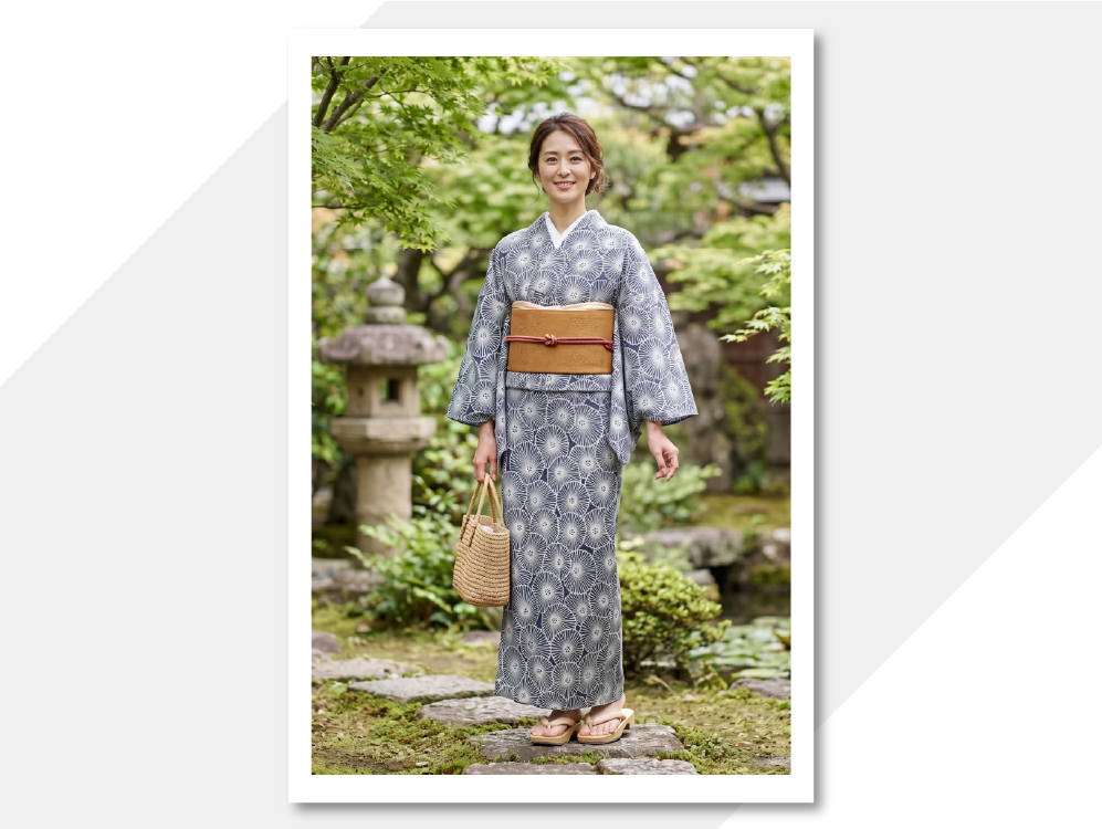 竺仙(ちくせん) 浴衣（ゆかた） 絹紅梅着物 丸花 紺
