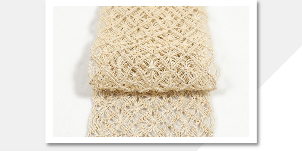 カレンブロッソ 本麻 半幅帯 夏帯 麻組紐帯 花つなぎ レース 生成り