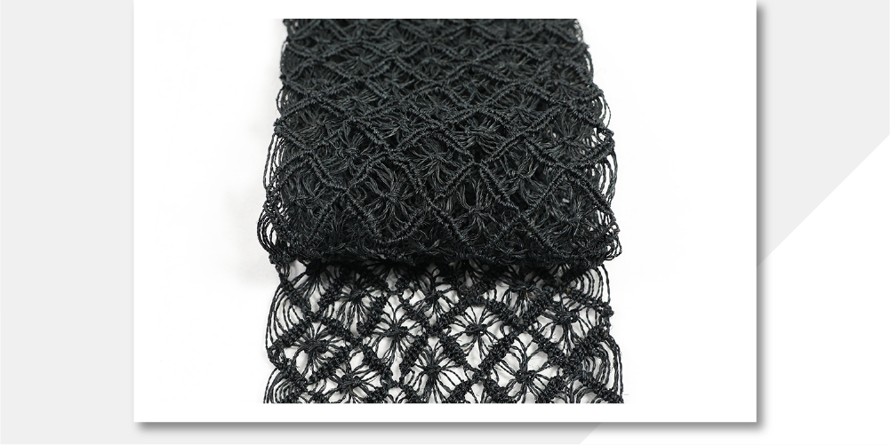 カレンブロッソ 本麻 半幅帯 夏帯 麻組紐帯 花つなぎ レース 黒