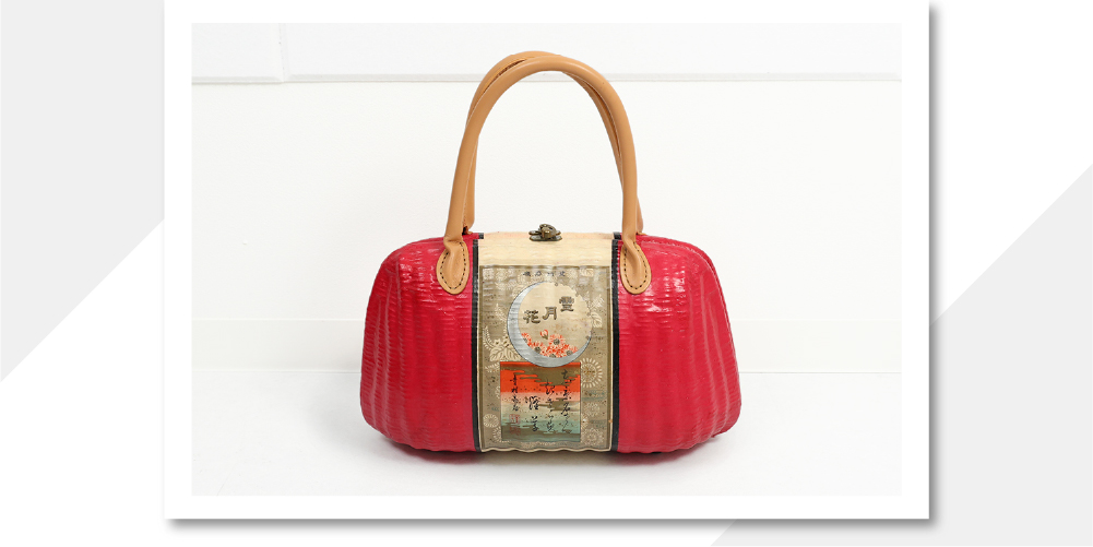 HANYI_YA はにぃ屋 一閑張り 鞄 バッグ 106 煙草の掛け紙 赤