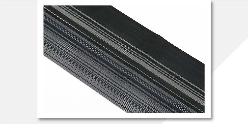 博多織 半幅帯 紗 縞 濃灰色×紺