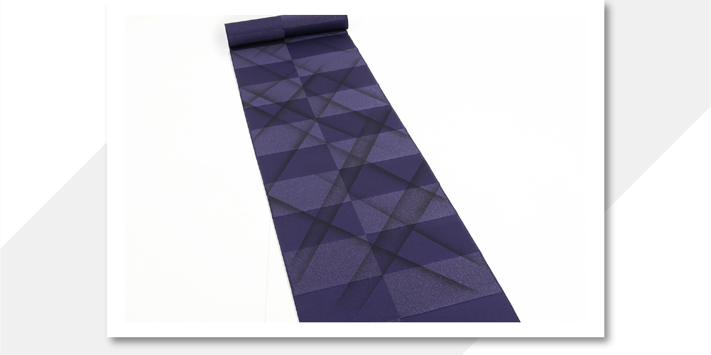 正絹 着物 小紋 市松 幾何学 ぼかし染 青紫