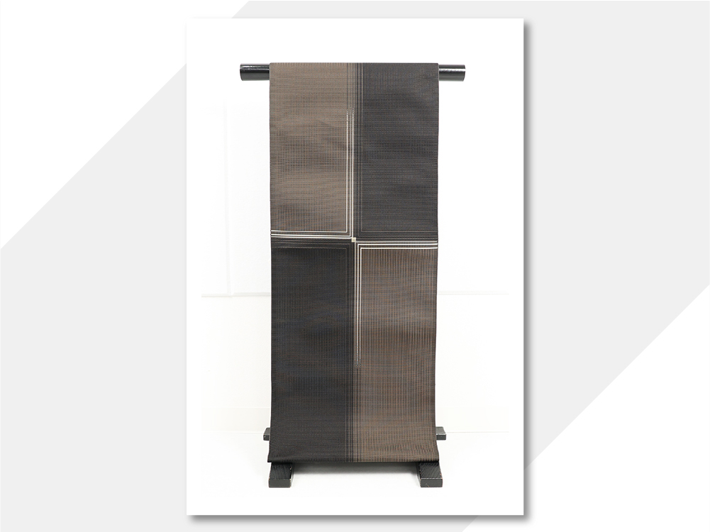 モダン モザイクタイル調 八寸名古屋帯 松葉仕立て モノトーン 金糸 正絹 正絹 博多織 八寸名古屋帯【誠之輔】大倉織物 謹製 竹細工柄